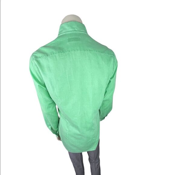 Giovanni Taccaliti L/S Light Kelly Green Linen Blend Shirt Made in Italy Size 16 - Picture 2 of 8
